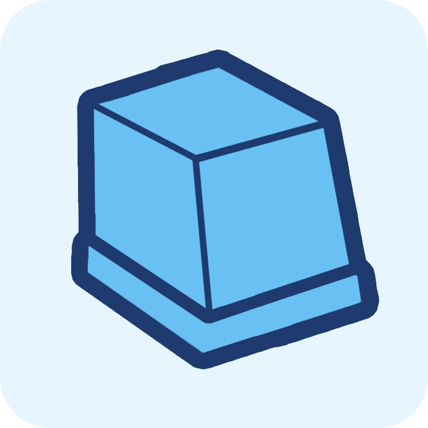 graphic of full ice cube with slight rhomboid shape