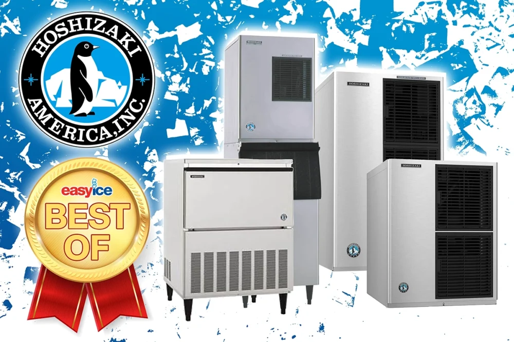 hoshizaki logo sits above "best of" medal, next to 4 different hoshizaki ice machines